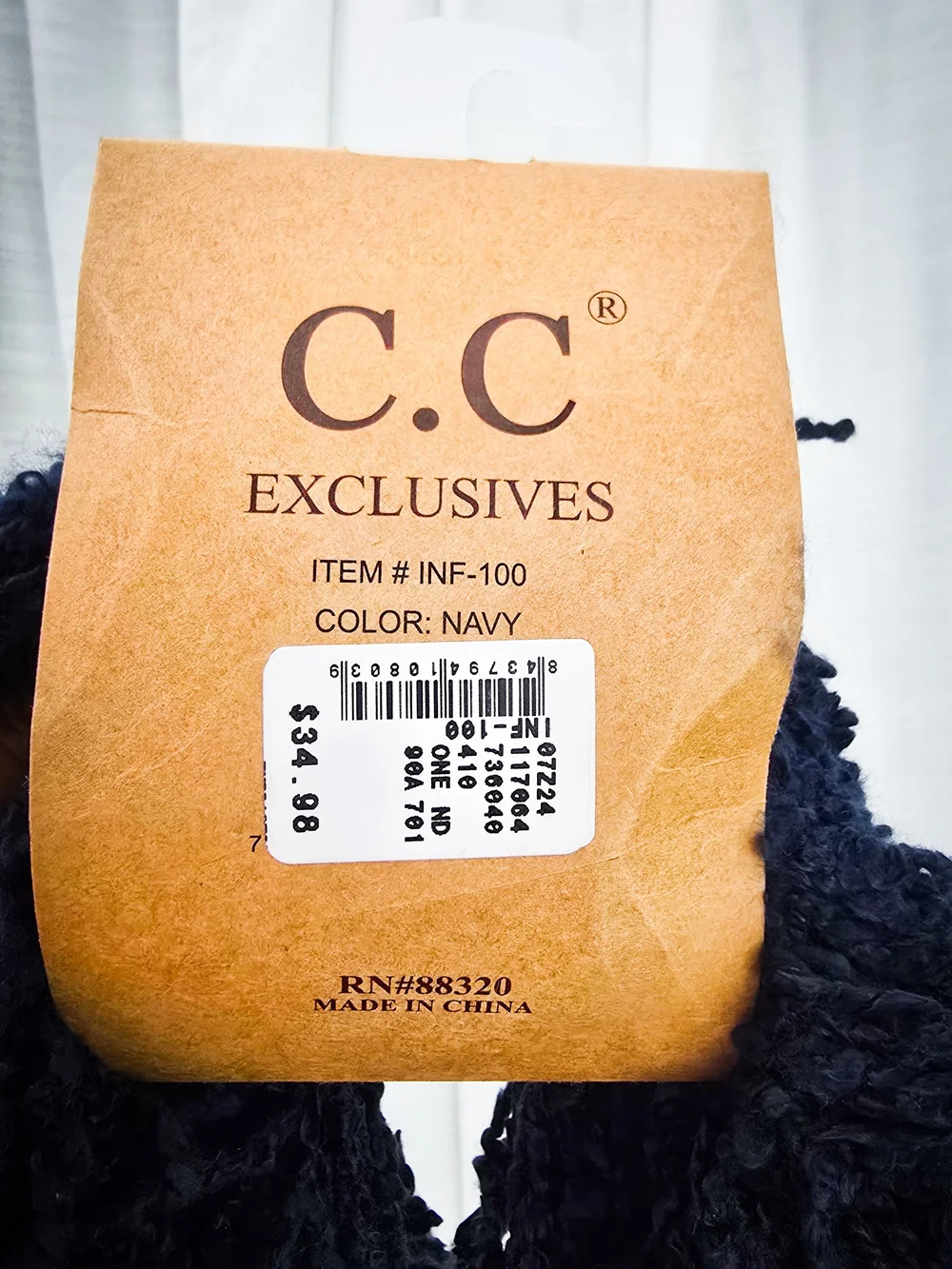 Cozy Infinity Scarf- Navy Scarf - C.C. Exclusives infinity scarf